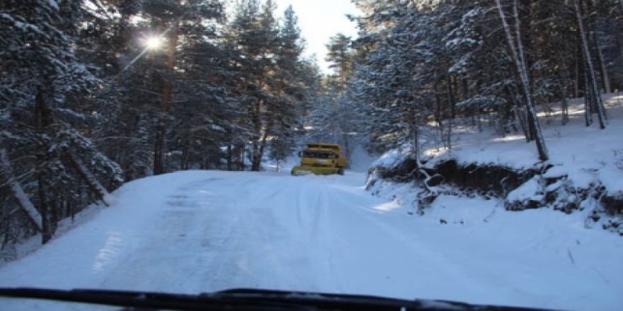 Erzurum'da kar yolları kapadı