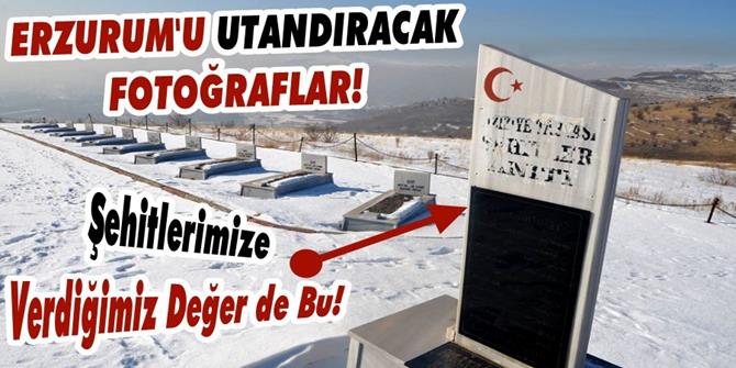 Erzurum'da şehitlikten utandıran görüntüler