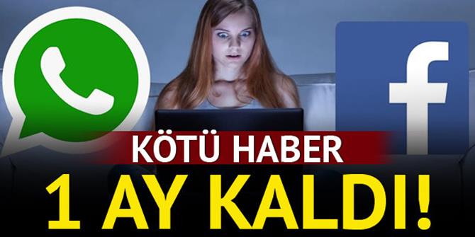 WhatsApp ve Facebook'a 1 ay süre