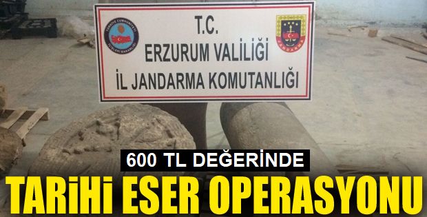 Erzurum’da 600 bin TL değerinde 22 parça tarihi eser ele geçirildi