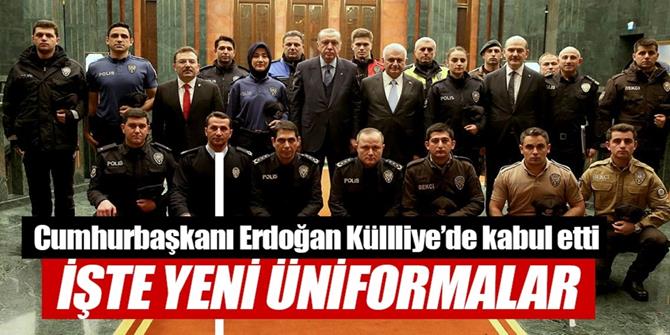 Emniyet personeli yeni üniformalarıyla Cumhurbaşkanlığı Külliyesi'nde