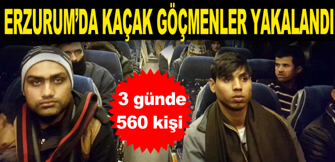 Erzurum'da 3 günde 560 kaçak göçmen yakalandı