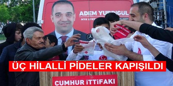 MHP'li Aday Pişirdiği 3 Hilalli Pideleri Halka Dağıttı