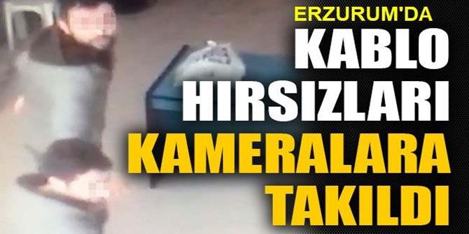 Erzurum'da Kablo Hırsızları Polis Kameralarına Takıldı