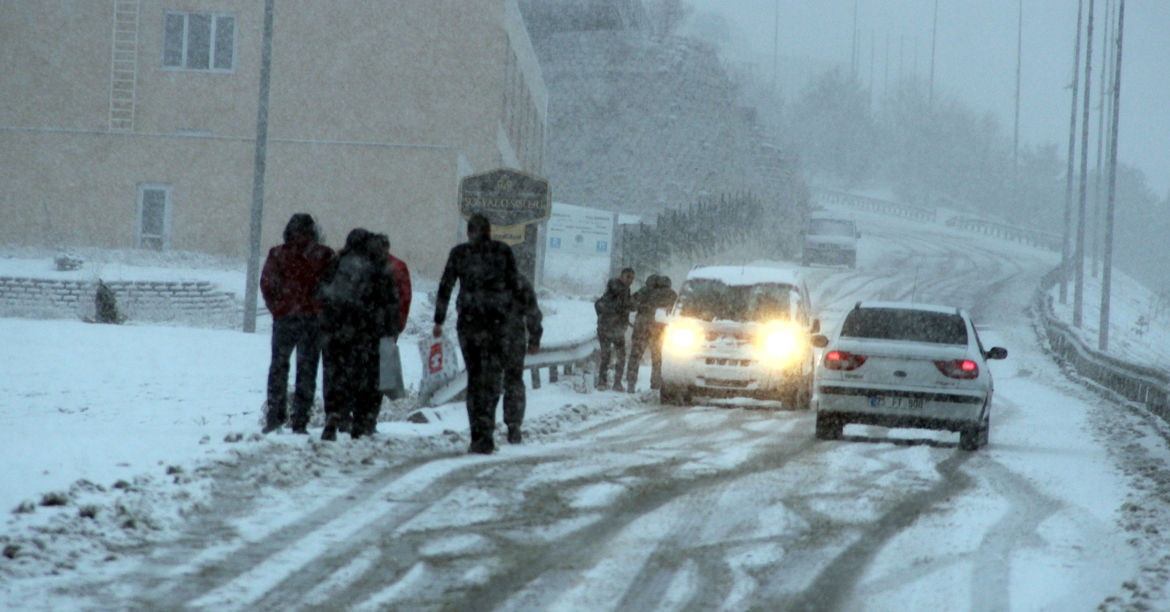 Erzurum'da kar yağışı