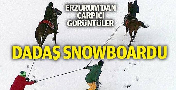Erzurum Ovası'nda atlı snowboard
