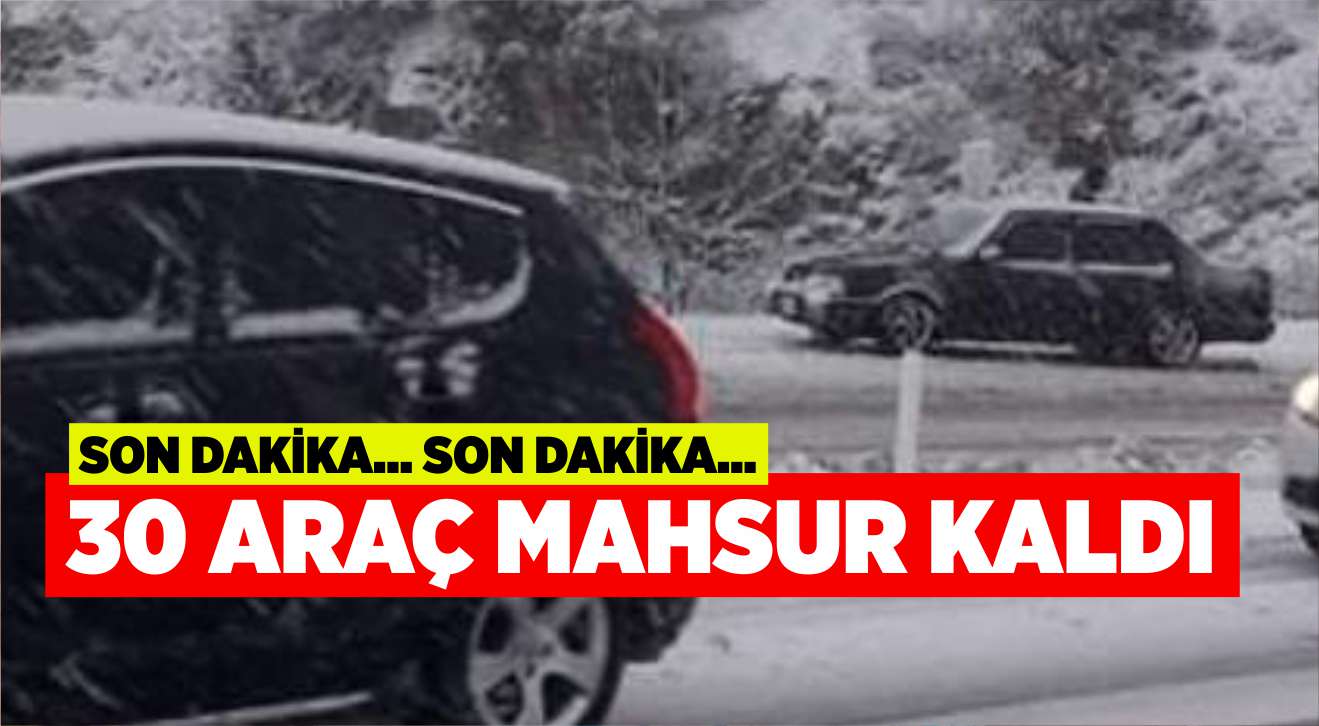 Tır yoldan çıktı, 30 araç mahsur kaldı