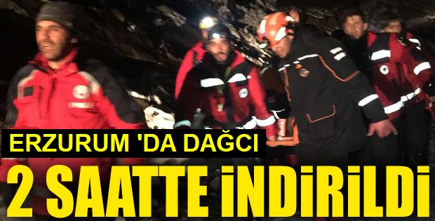 Yaralı dağcı zirveden 2 saatte indirildi