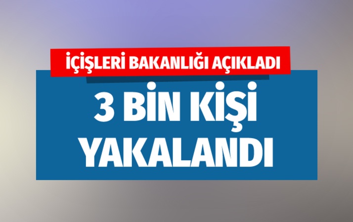 İçişleri Bakanlığı'ından son dakika açıklaması 3 bin kişi yakalandı