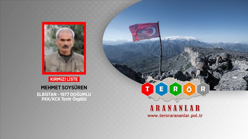 PKK'nın kırmızı listedeki elebaşılarından Soysüren etkisiz hale getirildi