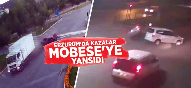 Erzurum'da Trafik Kazaları Kameraya Yansıdı