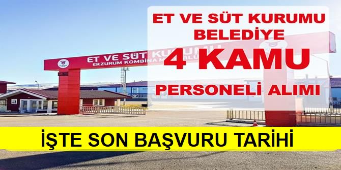 Et ve Süt Kurumu Belediye 4 Kamu Personeli Alıyor