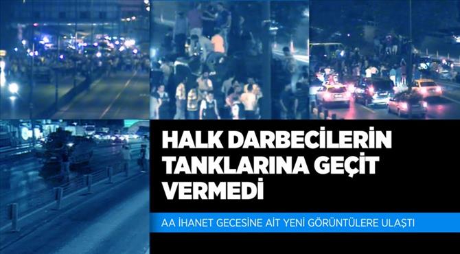 Darbeci askerlere yardıma giden tankı önüne yatıp durdurdular