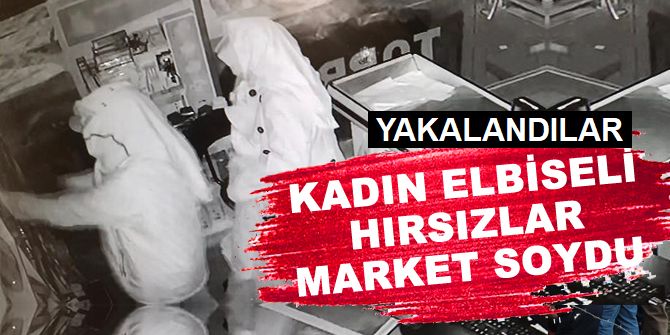 Kadın kıyafetli hırsızlar 50 bin lira değerindeki sigaralarla yakalandı