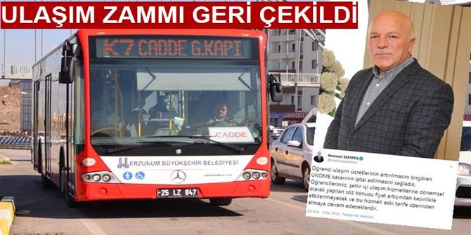 Ulaşım Zammı Geri Çekildi!