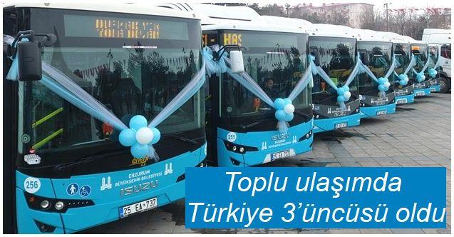 Erzurum toplu ulaşımda Türkiye 3’üncüsü oldu