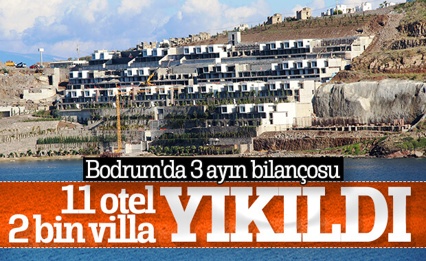 Bodrum’da 3 ayda 11 otel, 2 bin 100 villa ve rezidans yıkıldı