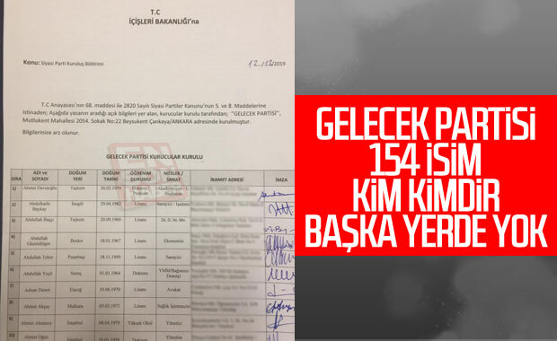 Gelecek Partisi’nin Kurucular Kurulu'nda kimler, hangi isimler var? İşte isim listesi