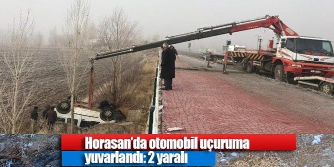 Erzurum’da otomobil uçuruma yuvarlandı: 2 yaralı