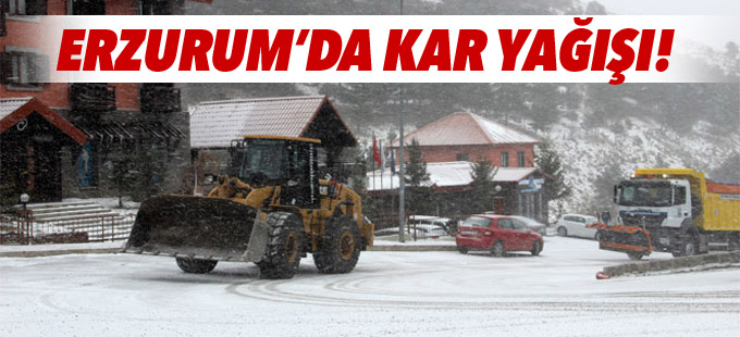 Erzurum kar yağışıyla birlikte beyaz örtüyle kaplandı