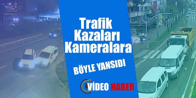 Erzurum’daki trafik kazaları kameralara yansıdı