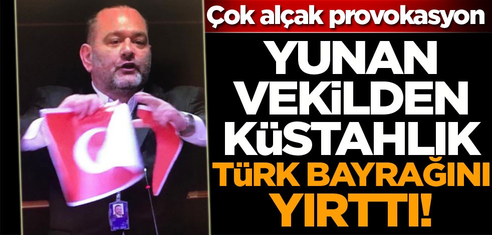 AP'de Yunan milletvekili Türk Bayrağı'nı yırttı!