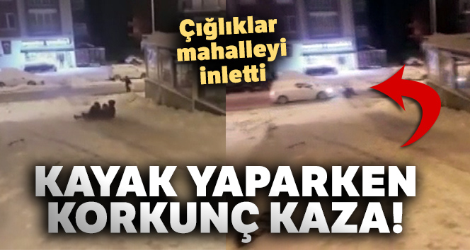 Giresun’da mahalle arasında poşetle kayak keyfi kazayla bitti