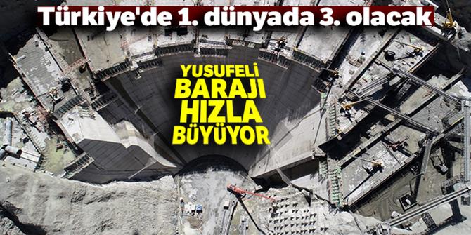 Yusufeli barajı hızla büyüyor