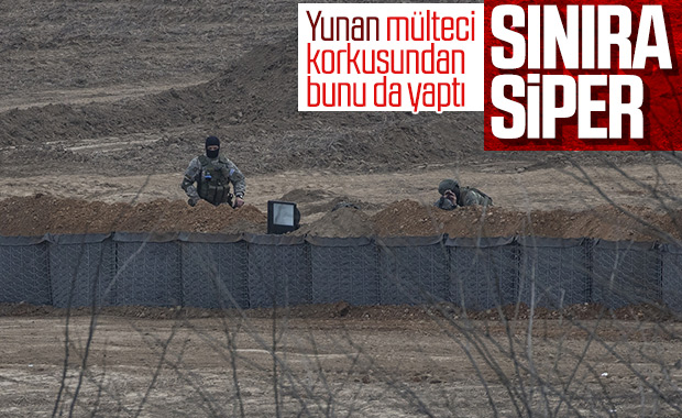 Yunan askerleri sınıra siper kazıyor