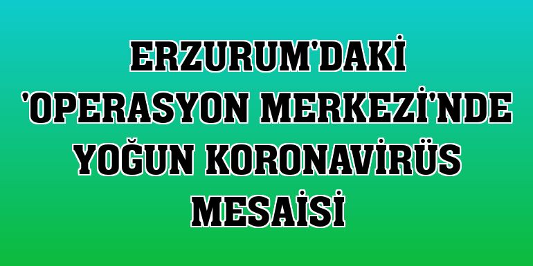 Erzurum'daki 'Operasyon Merkezi'nde yoğun koronavirüs mesaisi