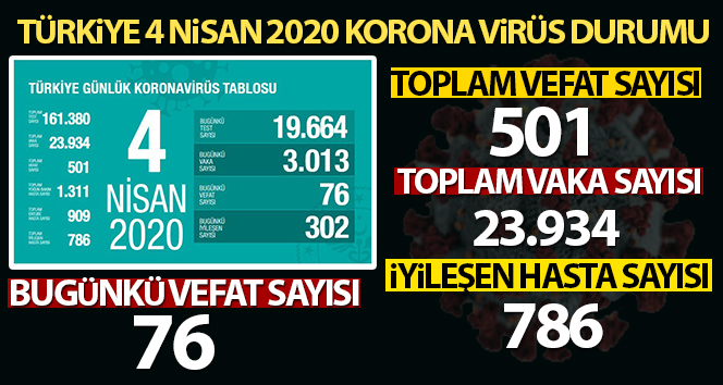 Türkiye'de korona virüsten hayatını kaybedenlerin sayısı 501 oldu
