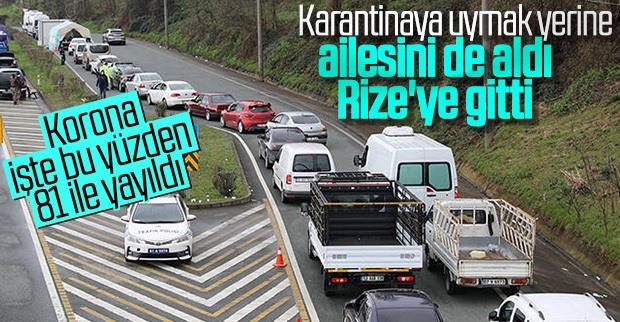 Karantinadan kaçıp Rize'ye giden hasta yakalandı