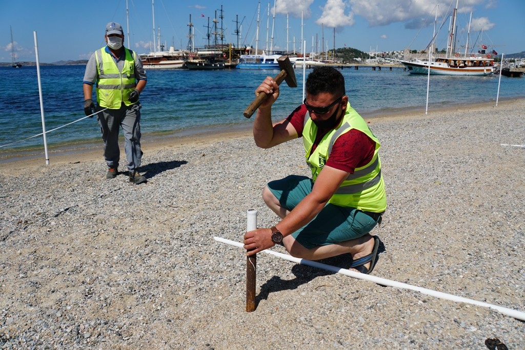 Bodrum'da plajlar 1 Haziran için hazırlanıyor