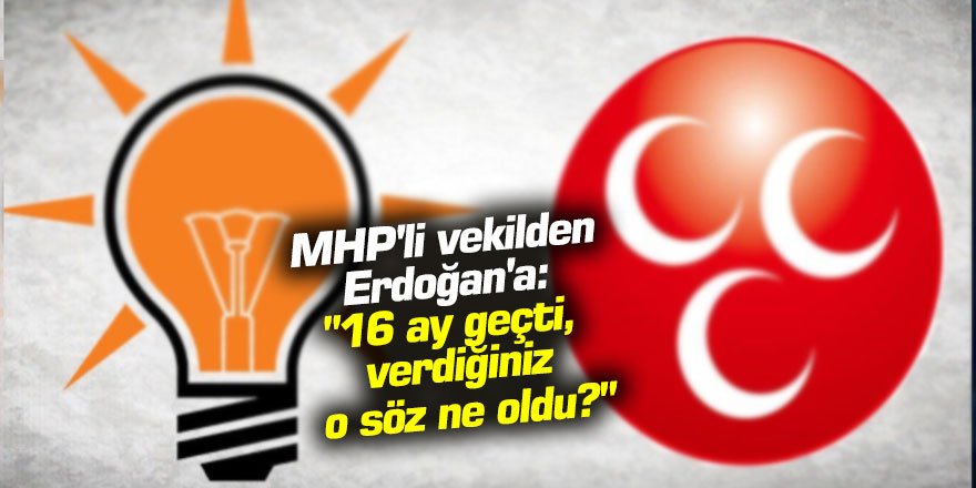 MHP'li vekilden Erdoğan'a: "16 ay geçti, verdiğiniz o söz ne oldu?"