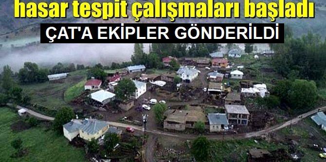 Çat ilçesinde hasar tespit çalışması başladı