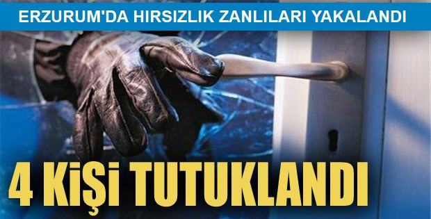 Erzurum'da 9 hırsızlık olayıyla ilgili yakalanan 4 zanlı tutuklandı