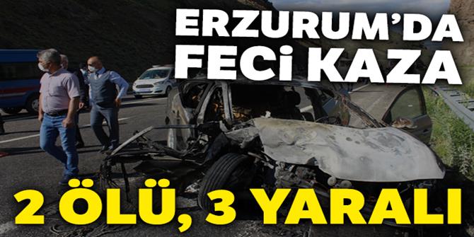 Erzurum'da 2 otomobil çarpıştı: 2 ölü, 3 yaralı