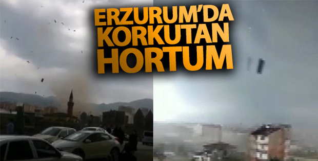 Erzurum'da hortum çatıları uçurdu