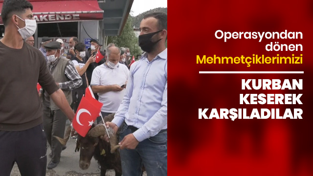 Operasyondan dönen jandarmaya kurbanlı karşılama