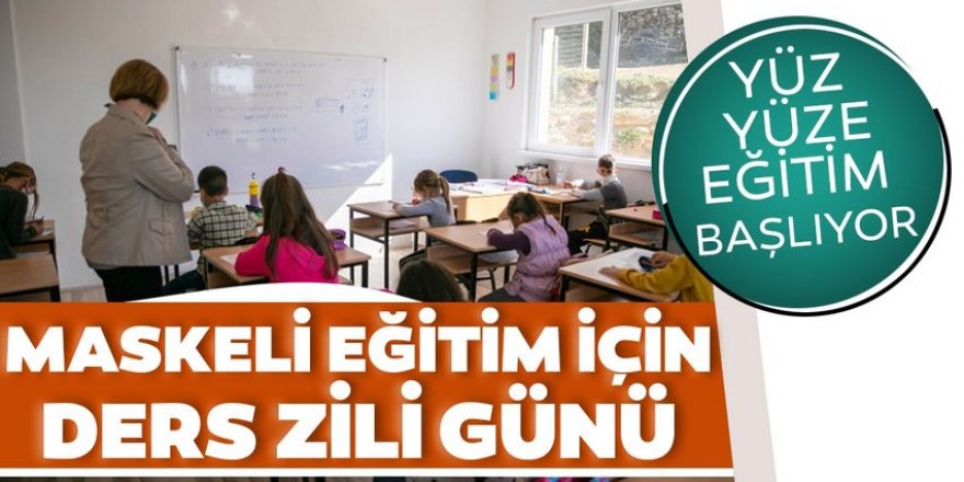 Maskeli eğitim için ders zili günü