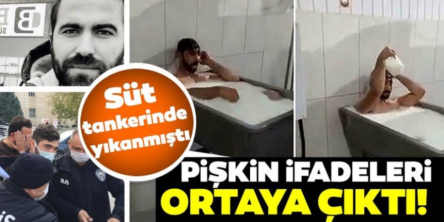 Süt tankerinde yıkanan işçinin pişkin ifadesi