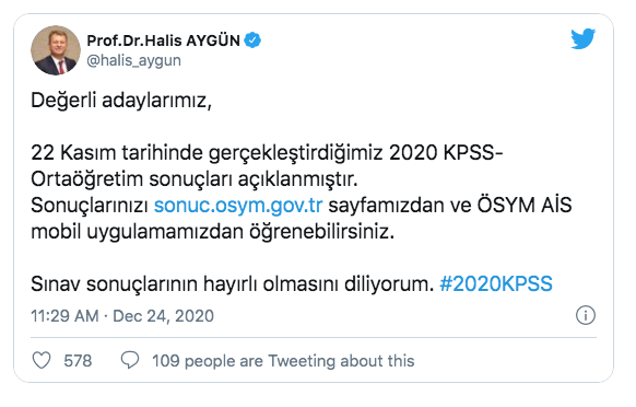 ÖSYM, 2020-KPSS Ortaöğretim sonuçlarını