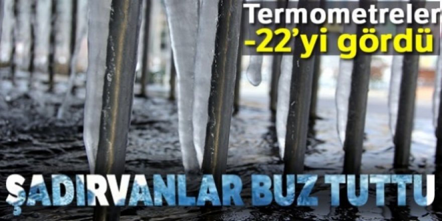 Erzurum’da şadırvanlar buz tuttu
