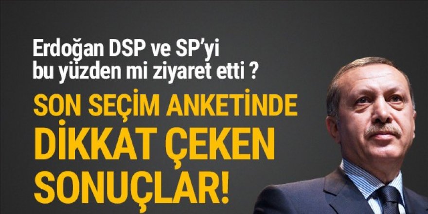 Erdoğan DSP ve SP'yi bu yüzden mi ziyaret etti ? Dikkat çeken seçim anketi!