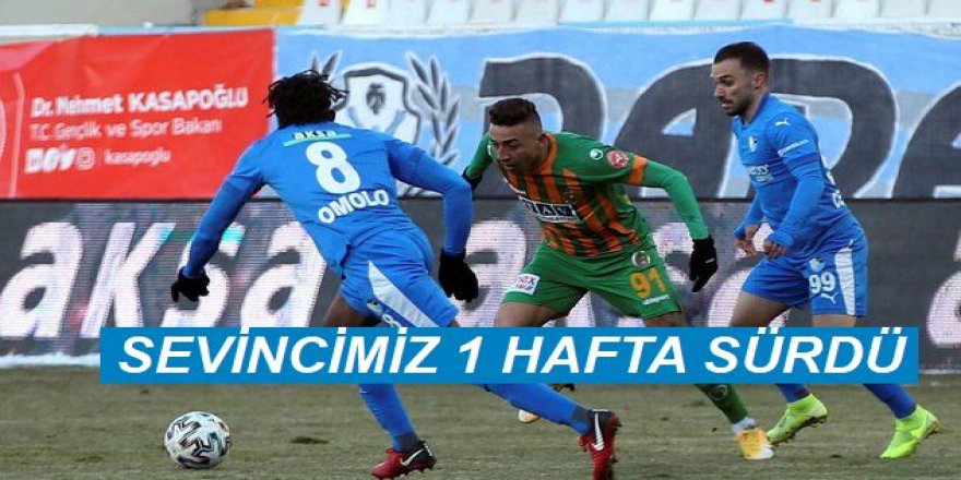 BB Erzurumspor - Alanyaspor: 1-1.