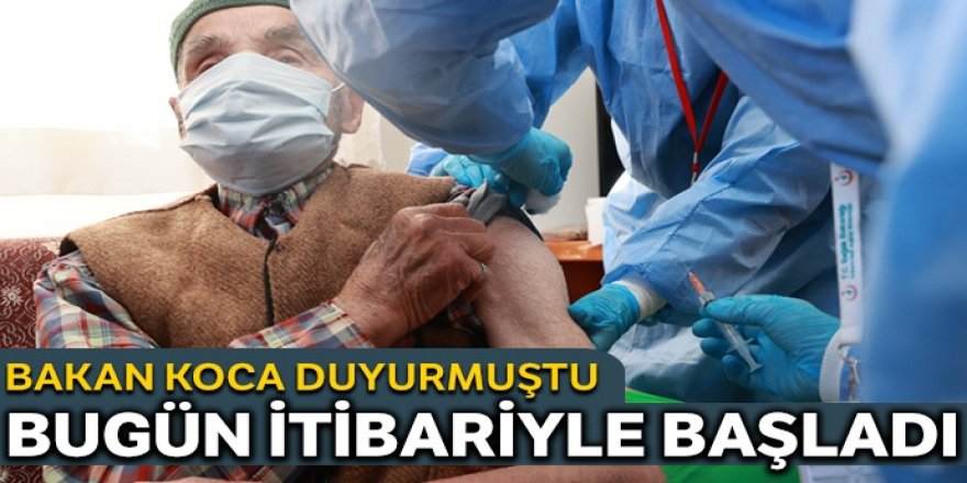 Koca, 85 yaş ve üstündekilerin evlerinde Covid-19 aşısı olduğu anları paylaştı