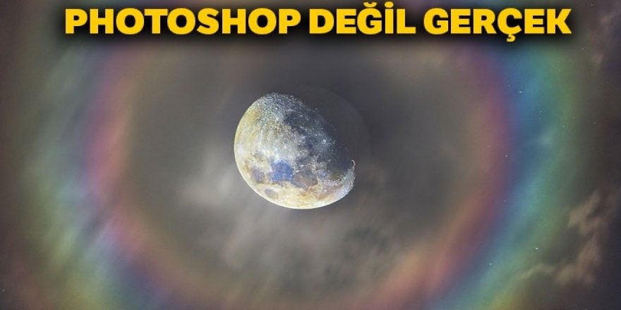 Muhteşem görüntü! Gökkuşağı içinde Ay