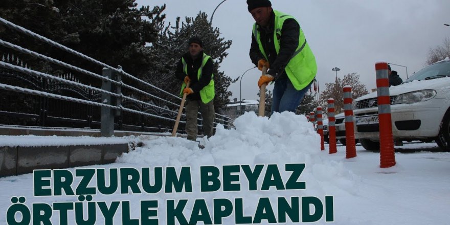 Beyaz gelinliğini giyen "Erzurum dağları kar ile boran"