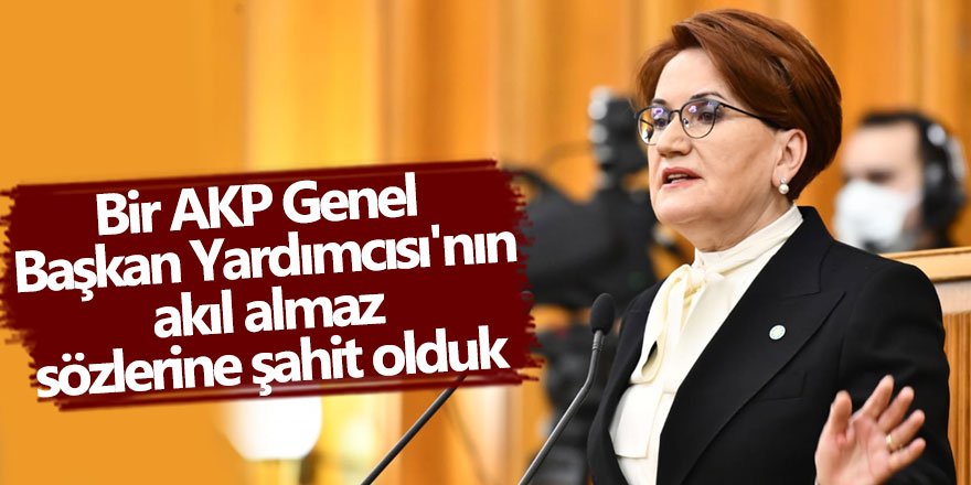 Akşener: Bir AKP Genel Başkan  Yardımcısı’nın akıl almaz sözleriyle  şahit olduk