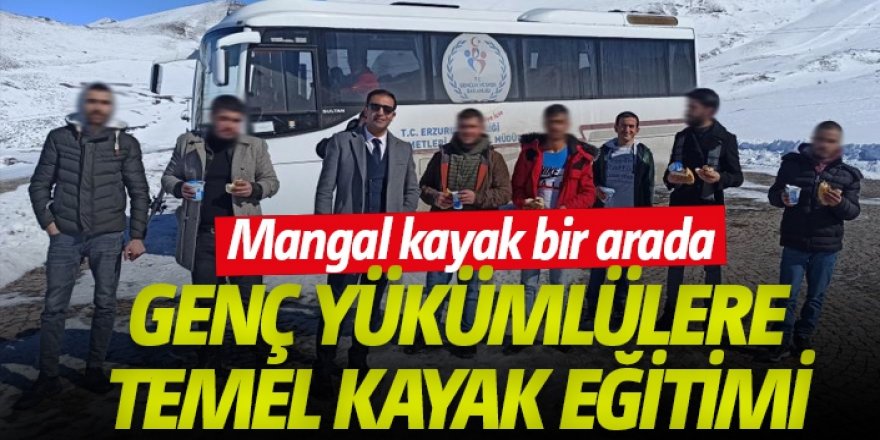 Genç yükümlülere temel kayak eğitimi